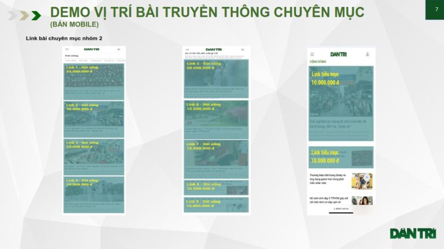 Vị trí bài PR báo chí trên Báo Dân Trí nhóm 1-2