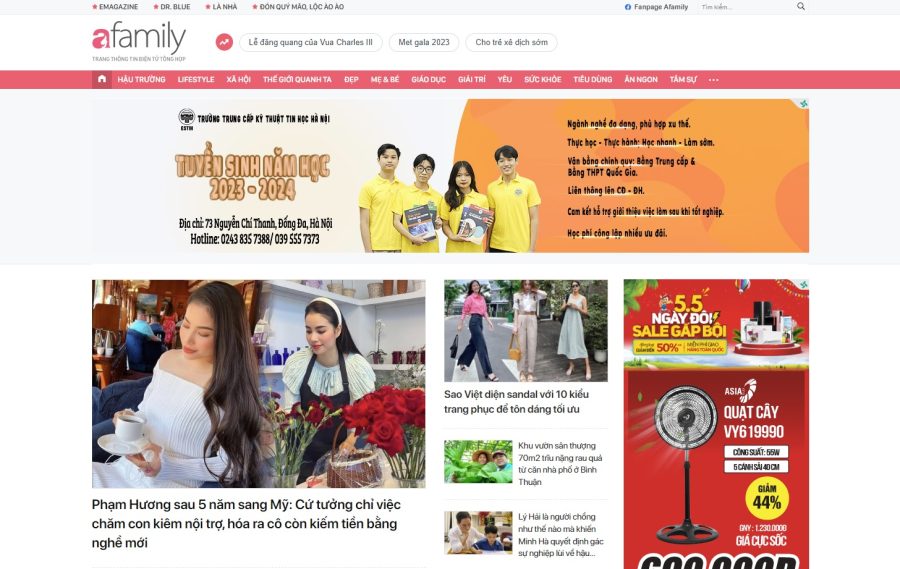 Giao diện website Afamily